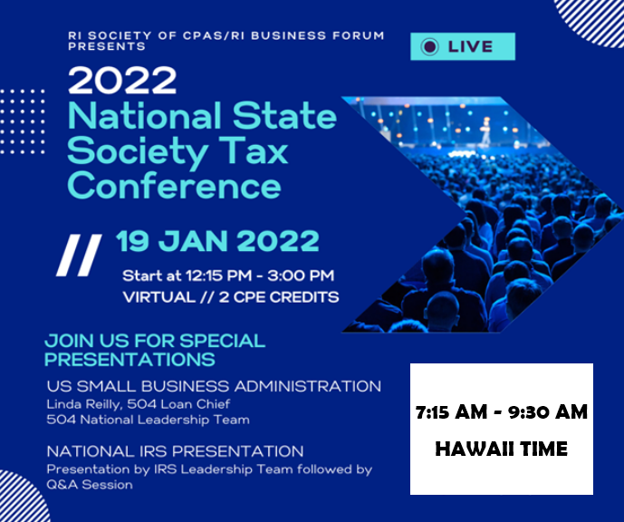 National State Society Tax Conference Special SBA & IRS Sessions